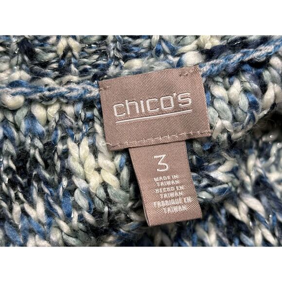 Chico's Chunky Knit Sweater Vest Womens Size 3 US XL Blue Sleeveless Super Soft - Picture 3 of 7